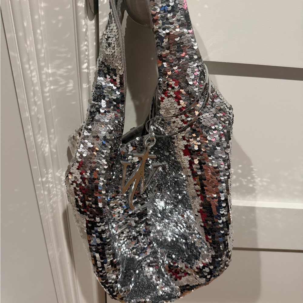 JW ANDERSON Silver Sequin Shoulder Bag NWOT - Picture 2 of 5